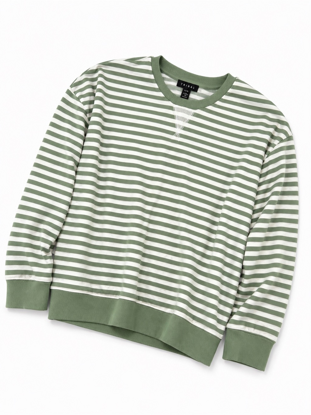 Tribal Green & White Striped Crewneck Sweater - Picture 4 of 7